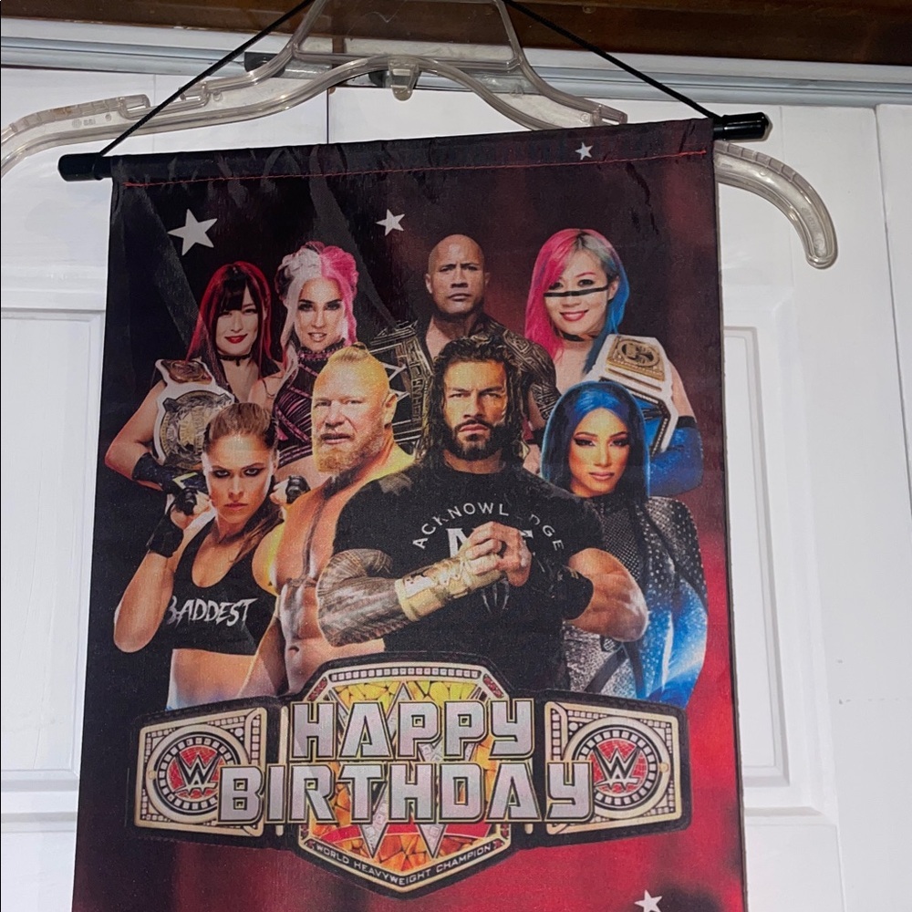 WWE Vibrant Red and Black Happy Birthday Banner - Picture 2 of 6
